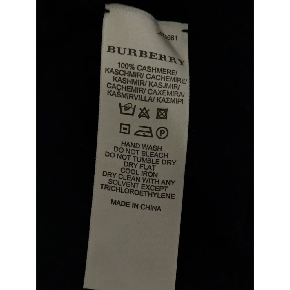 BURBERRY Turtleneck Women's S Black 100% Cashmere Belted Lightweight *flaw - Picture 10 of 14